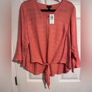 Torrid 3/4 Sleeve Tie Front Blouse
